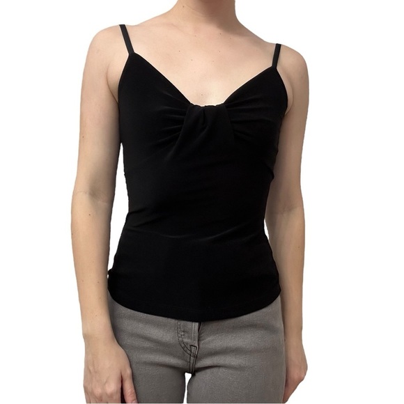 Vintage Y2K WHBM Black Fitted Ruched Camisole Tank Top Coquette Size Extra Small - Picture 7 of 7